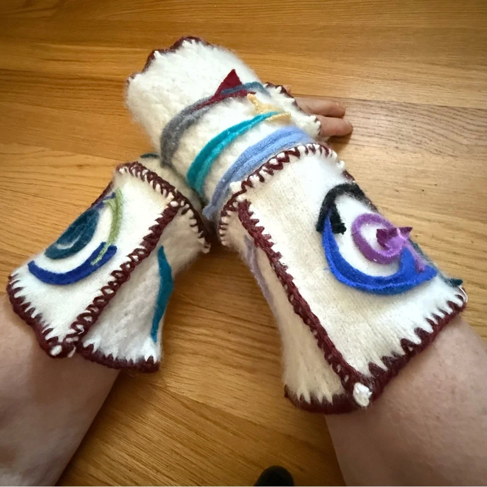 Cashmere Arm Warmer Fingerless Gloves Womens OSFA HandMade Upcycled New OOAK